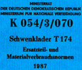 Schwenklader T174 Ersatzteil und Materialverbrauchsnormen - VEB Weimar - Werk